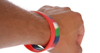 Charity wristbands on wrist cutout