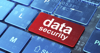 Protection concept: Data Security on computer keyboard background