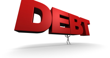 Man Lifing the Word DEBT